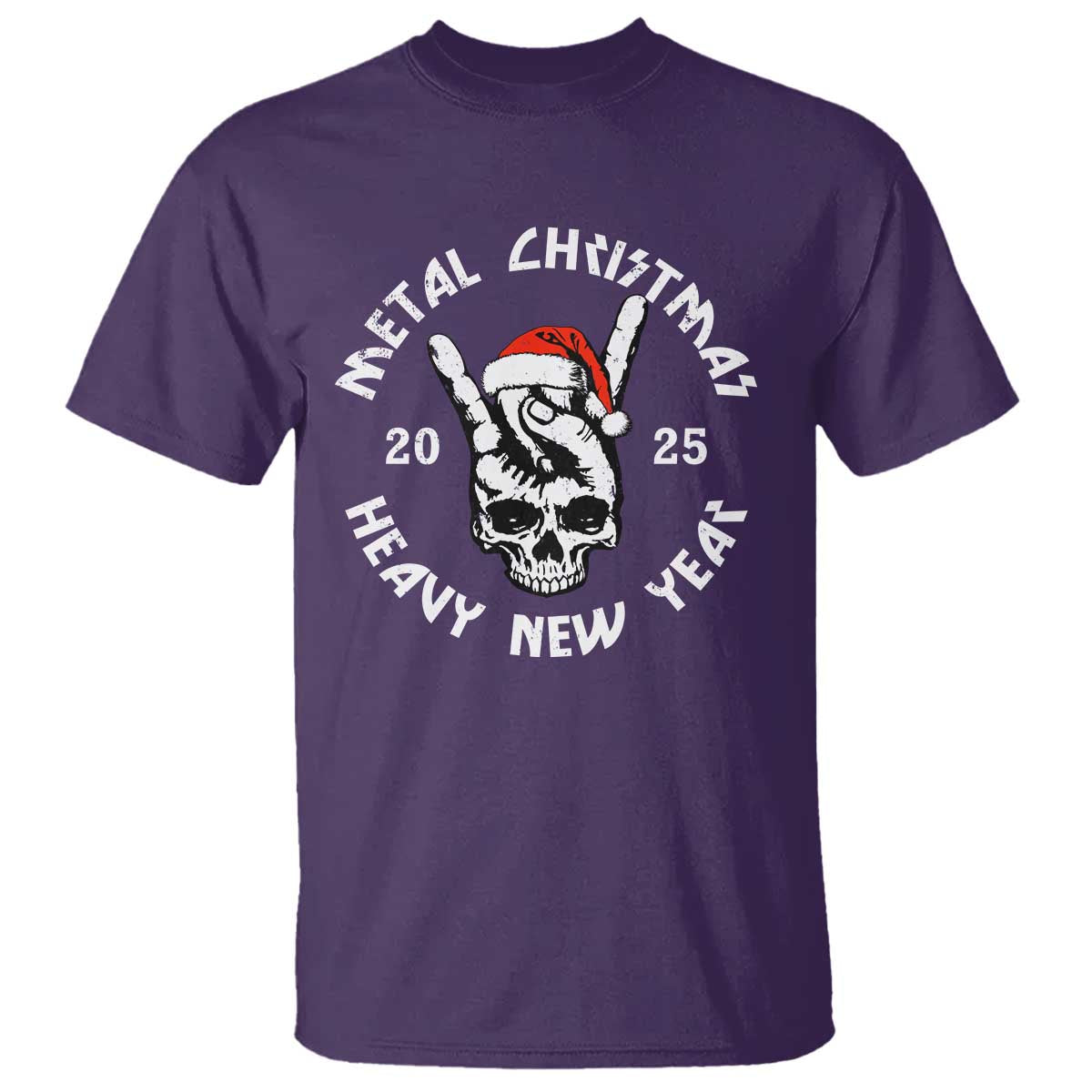 Funny Heavy Metal T Shirt Metal Christmas Heavy New Year Rock Hand Sign - Wonder Print Shop