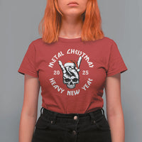 Funny Heavy Metal T Shirt For Women Metal Christmas Heavy New Year Rock Hand Sign - Wonder Print Shop