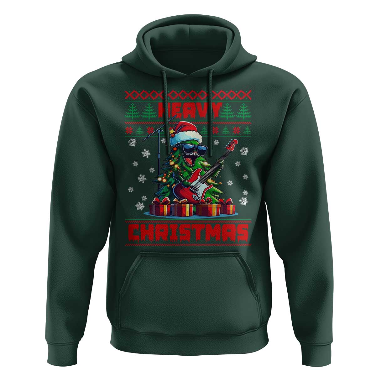 Funny Heavy Christmas Rock Band Guitarist Hoodie