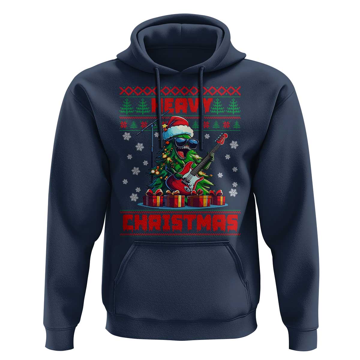 Funny Heavy Christmas Rock Band Guitarist Hoodie