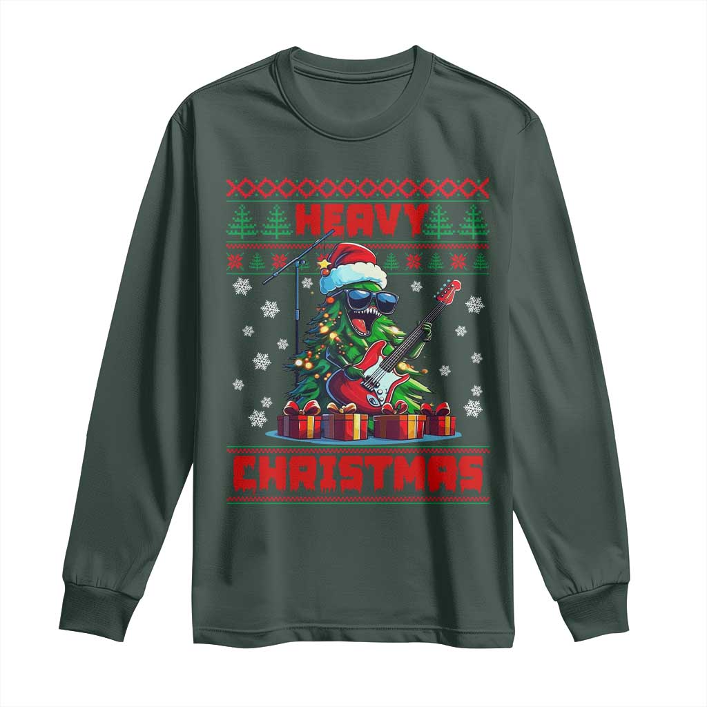 Funny Heavy Christmas Rock Band Guitarist Long Sleeve Shirt