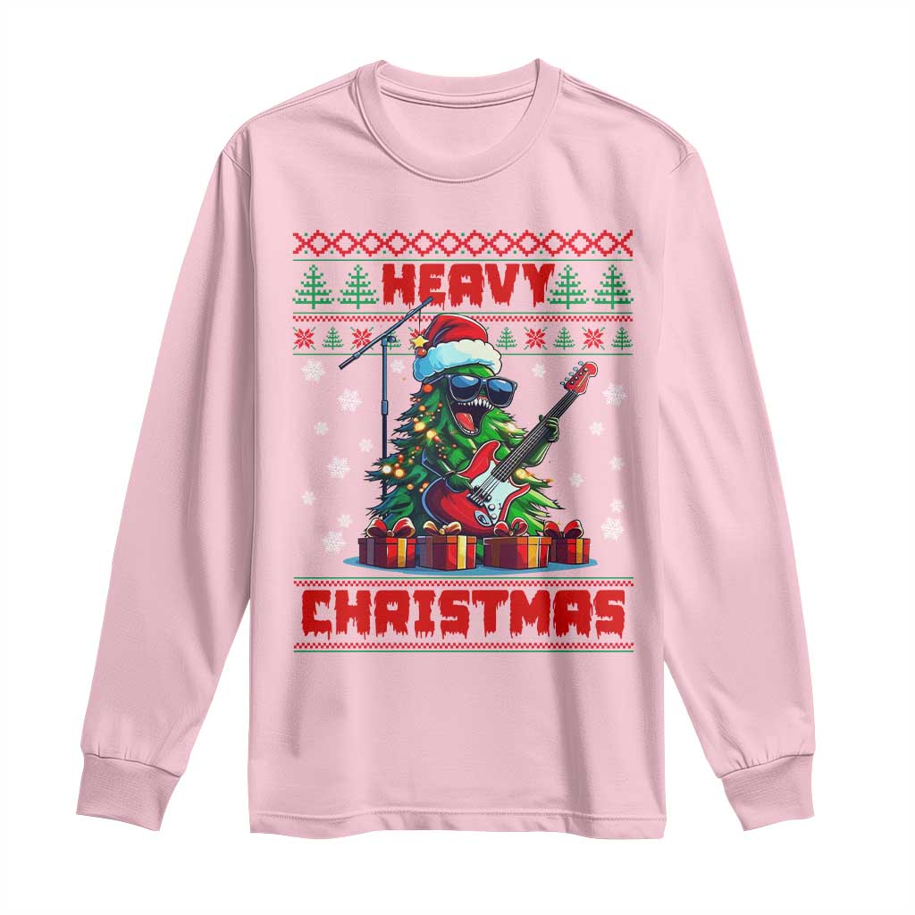 Funny Heavy Christmas Rock Band Guitarist Long Sleeve Shirt