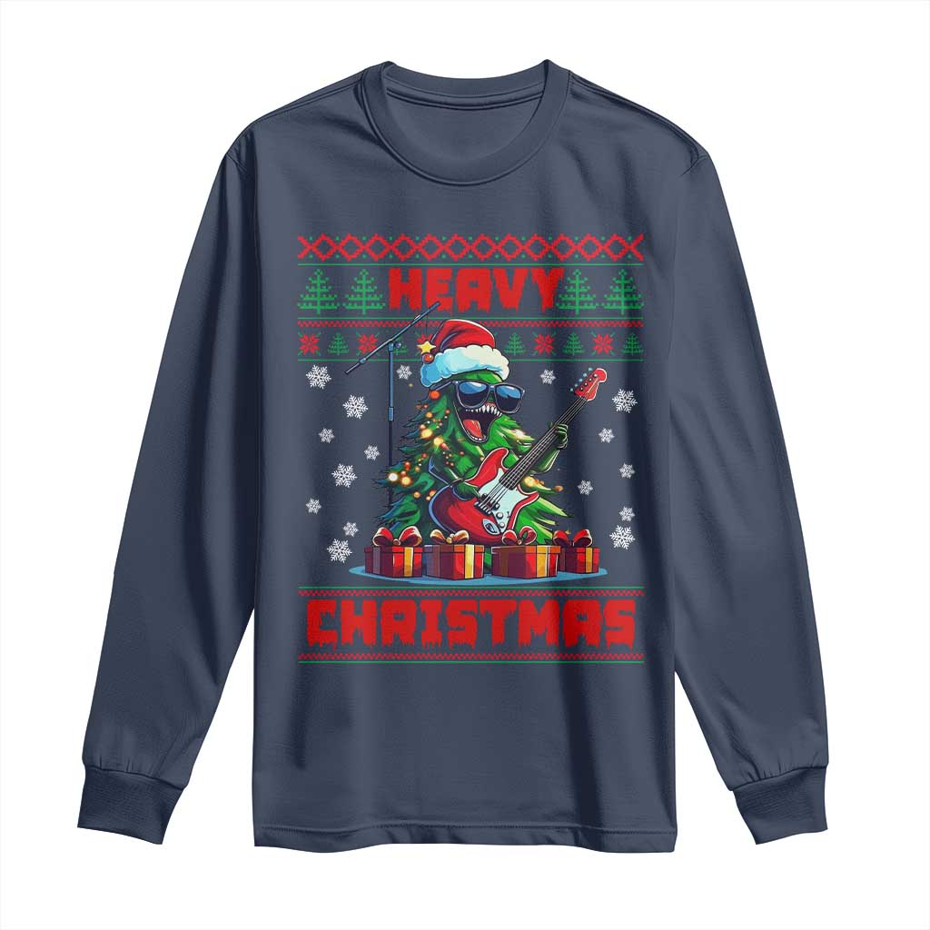 Funny Heavy Christmas Rock Band Guitarist Long Sleeve Shirt