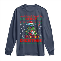Funny Heavy Christmas Rock Band Guitarist Long Sleeve Shirt