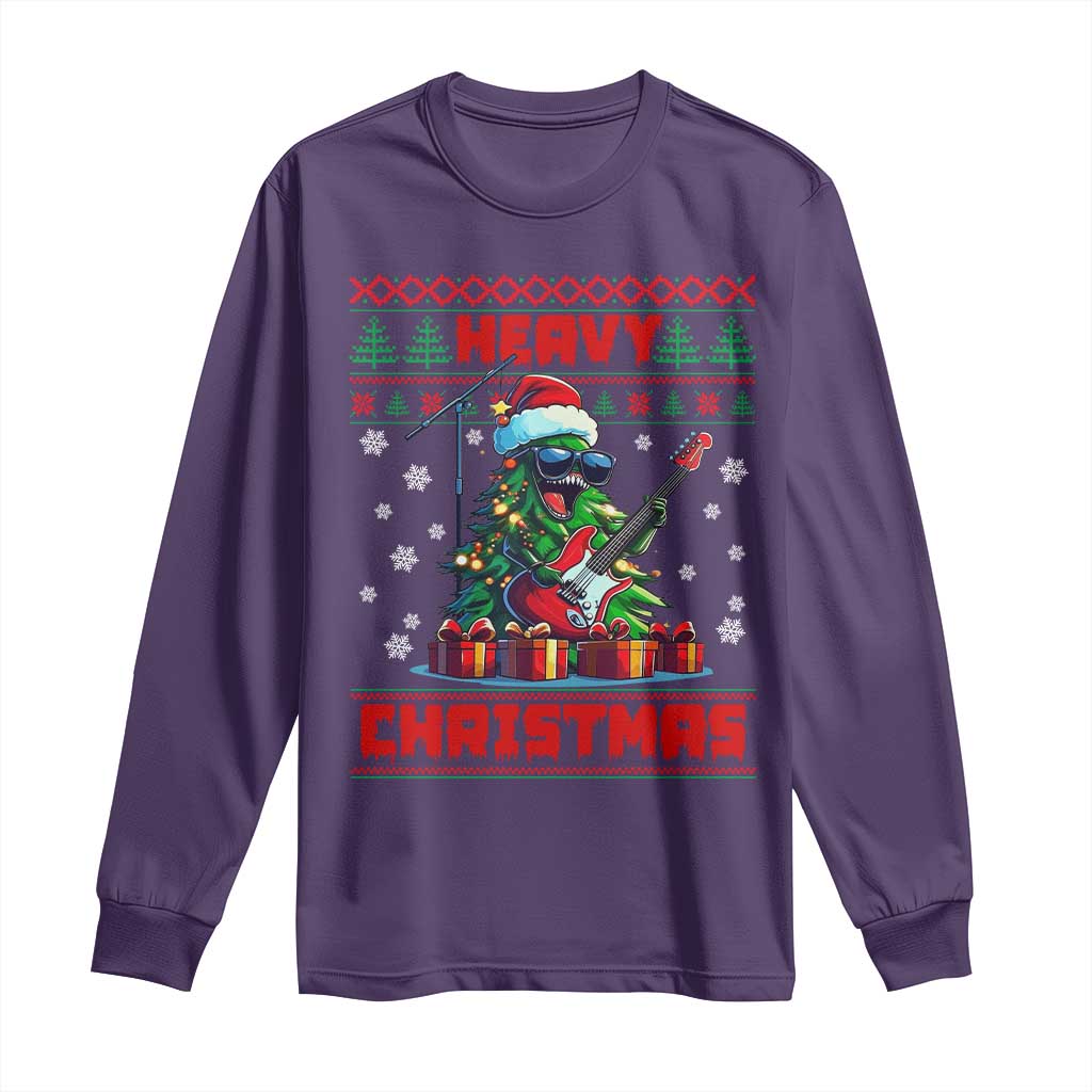 Funny Heavy Christmas Rock Band Guitarist Long Sleeve Shirt