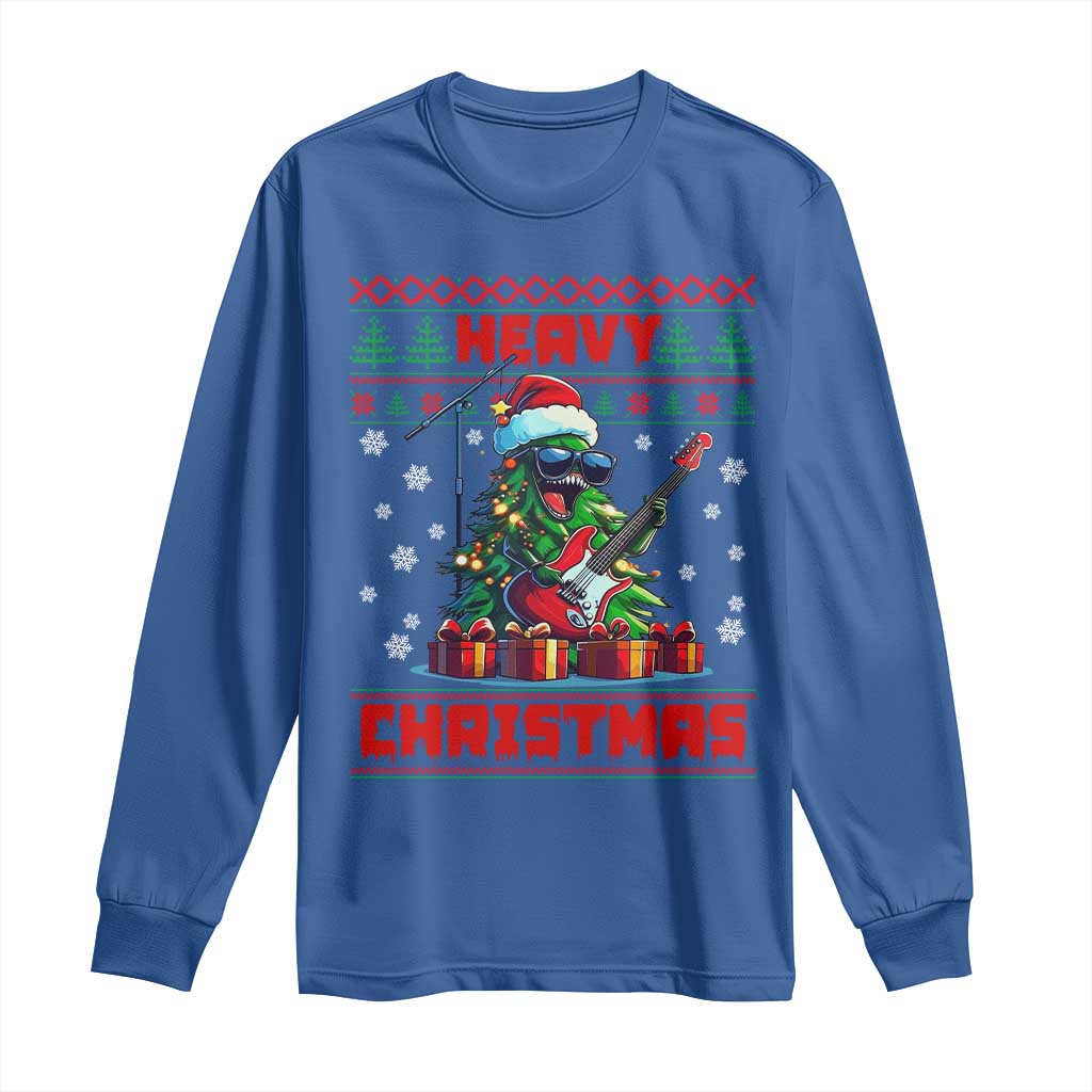 Funny Heavy Christmas Rock Band Guitarist Long Sleeve Shirt
