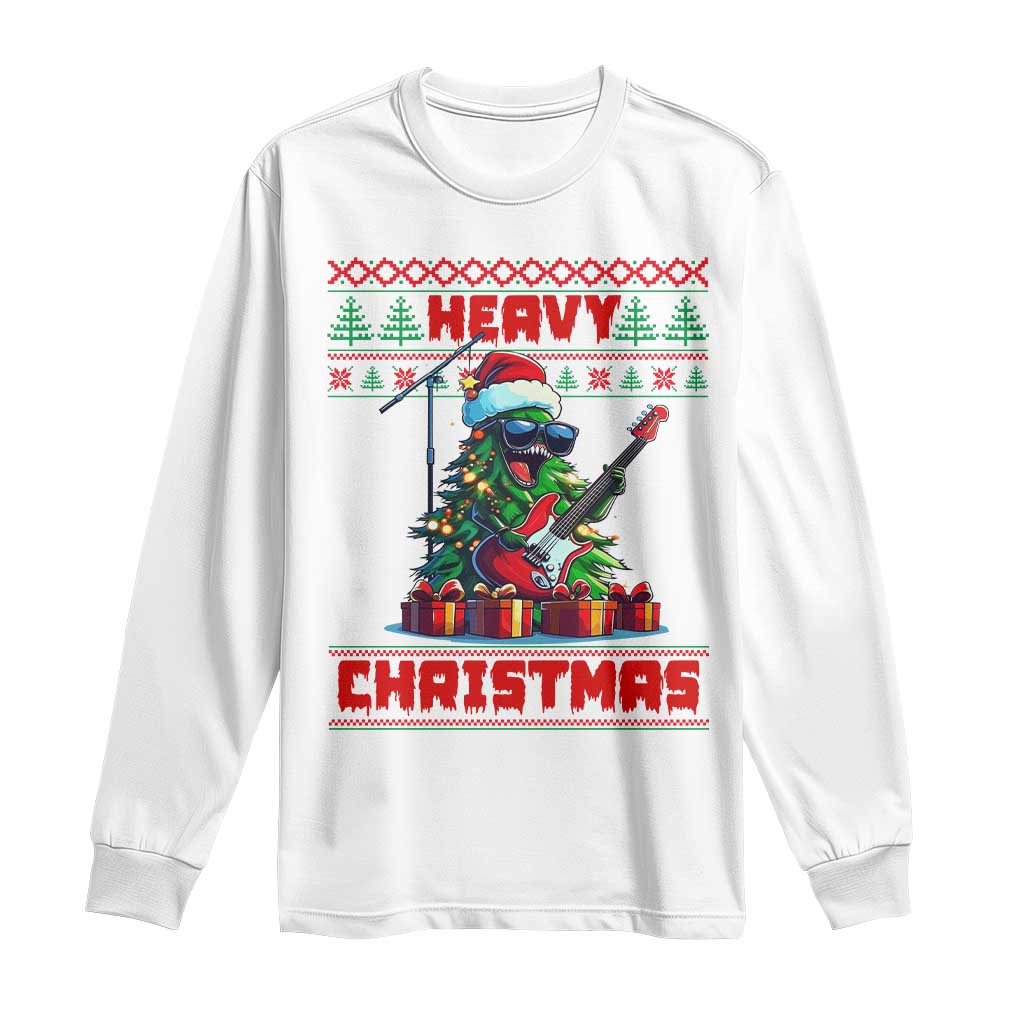 Funny Heavy Christmas Rock Band Guitarist Long Sleeve Shirt