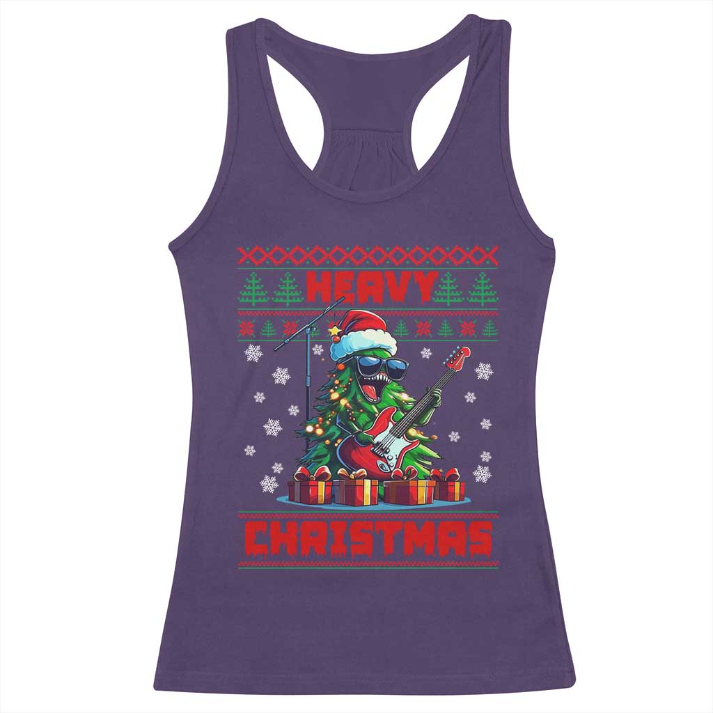Funny Heavy Christmas Rock Band Guitarist Racerback Tank Top