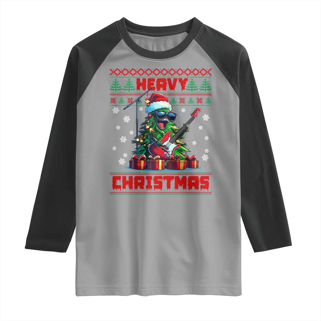 Funny Heavy Christmas Rock Band Guitarist Raglan Shirt
