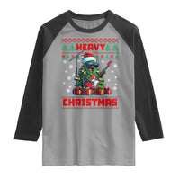 Funny Heavy Christmas Rock Band Guitarist Raglan Shirt