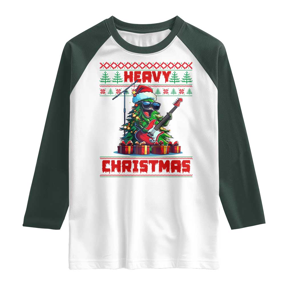 Funny Heavy Christmas Rock Band Guitarist Raglan Shirt