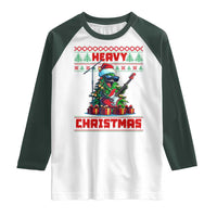 Funny Heavy Christmas Rock Band Guitarist Raglan Shirt