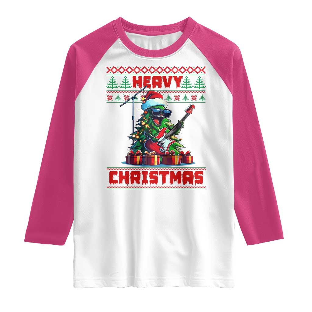 Funny Heavy Christmas Rock Band Guitarist Raglan Shirt