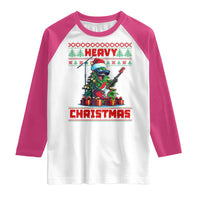 Funny Heavy Christmas Rock Band Guitarist Raglan Shirt