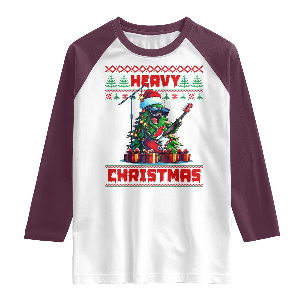 Funny Heavy Christmas Rock Band Guitarist Raglan Shirt
