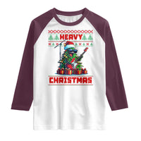 Funny Heavy Christmas Rock Band Guitarist Raglan Shirt