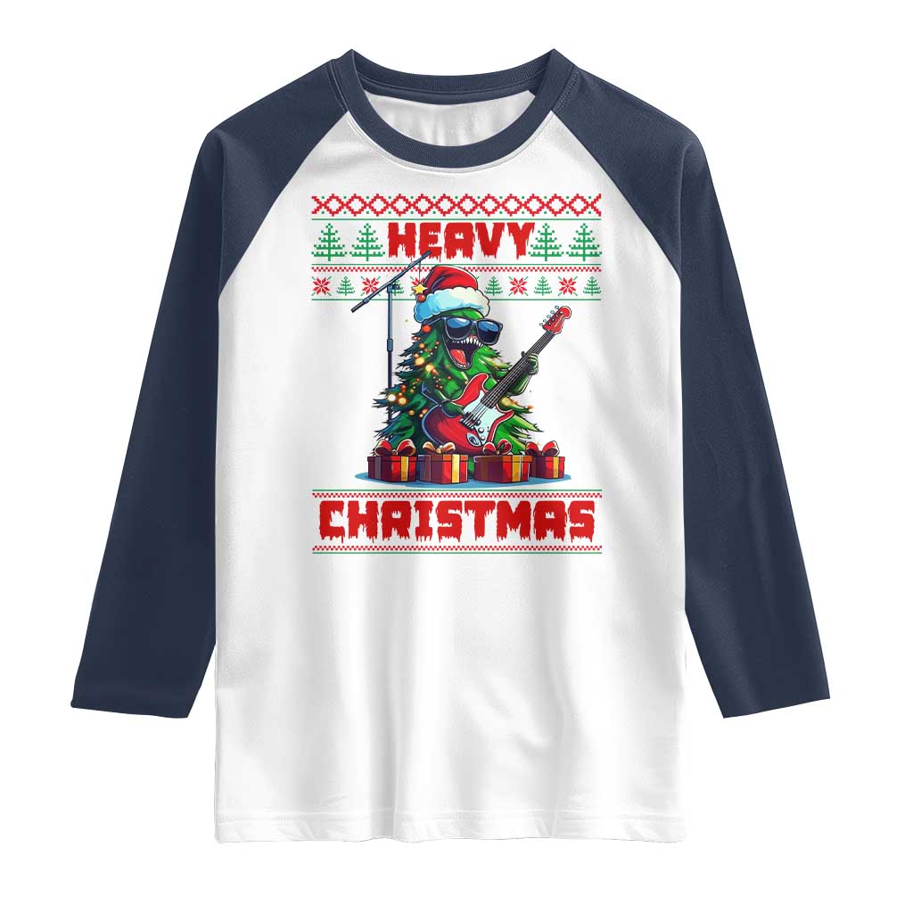 Funny Heavy Christmas Rock Band Guitarist Raglan Shirt