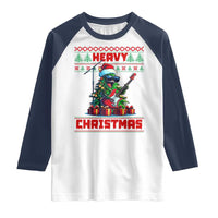 Funny Heavy Christmas Rock Band Guitarist Raglan Shirt