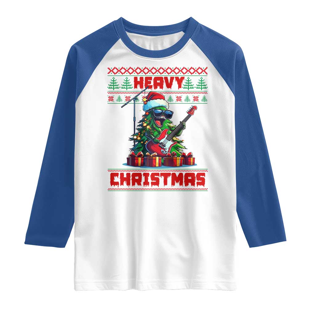 Funny Heavy Christmas Rock Band Guitarist Raglan Shirt