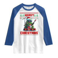 Funny Heavy Christmas Rock Band Guitarist Raglan Shirt