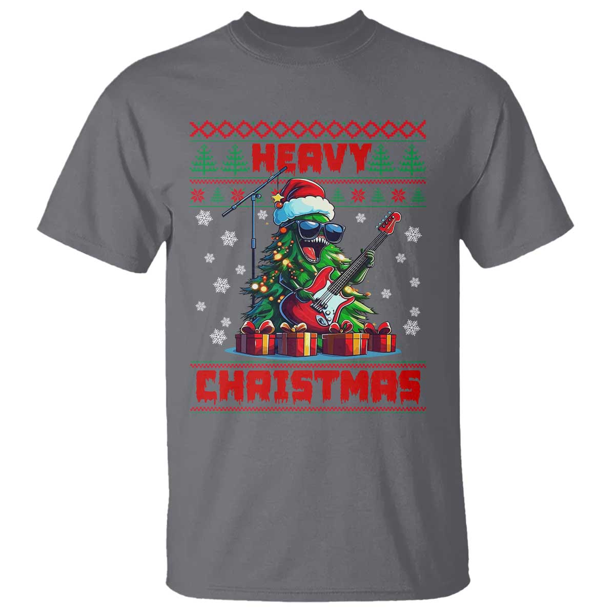 Funny Heavy Christmas Rock Band Guitarist T Shirt - Wonder Print Shop