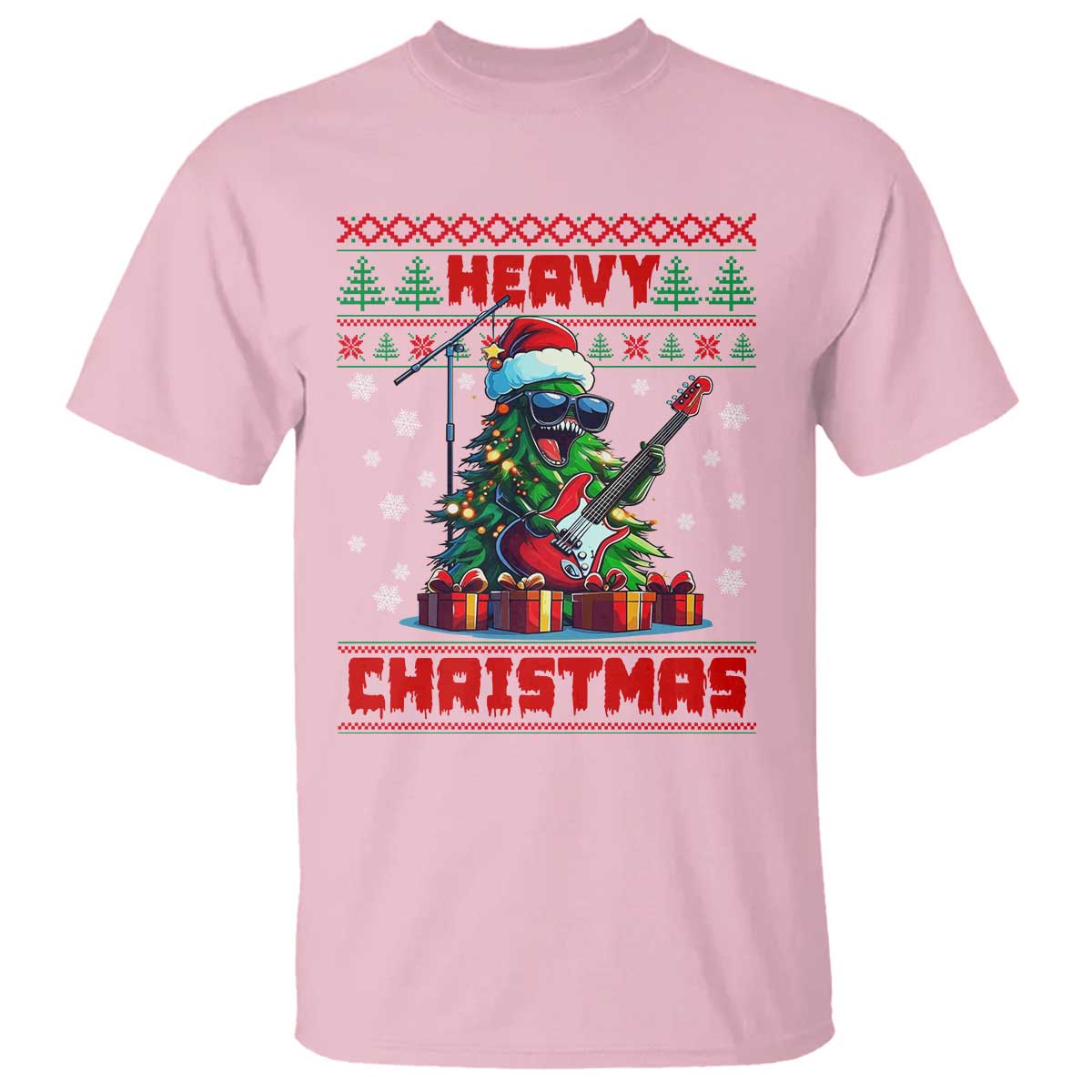 Funny Heavy Christmas Rock Band Guitarist T Shirt - Wonder Print Shop