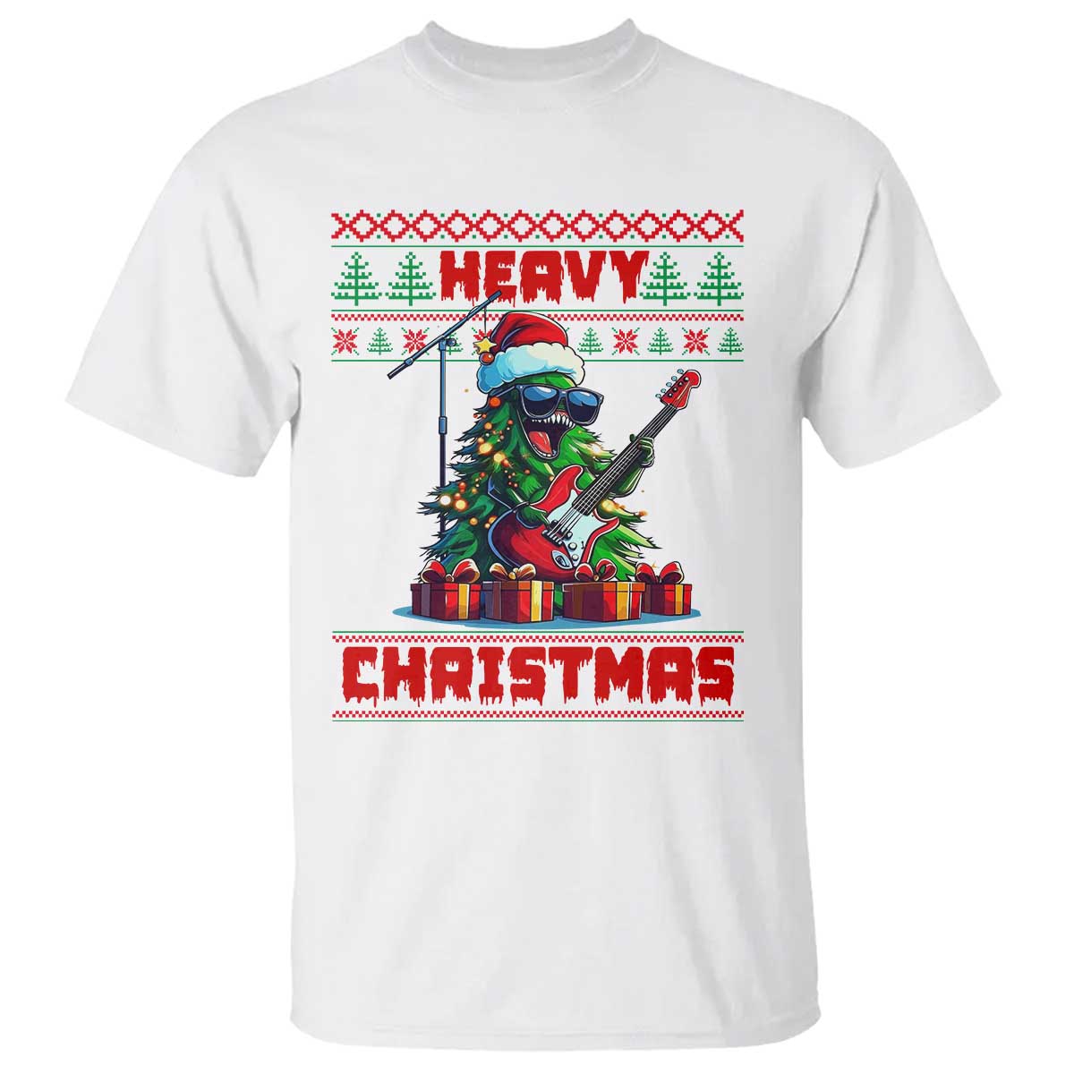 Funny Heavy Christmas Rock Band Guitarist T Shirt - Wonder Print Shop