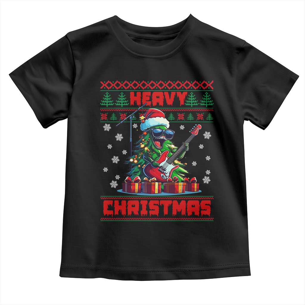 Funny Heavy Christmas Rock Band Guitarist Toddler T Shirt