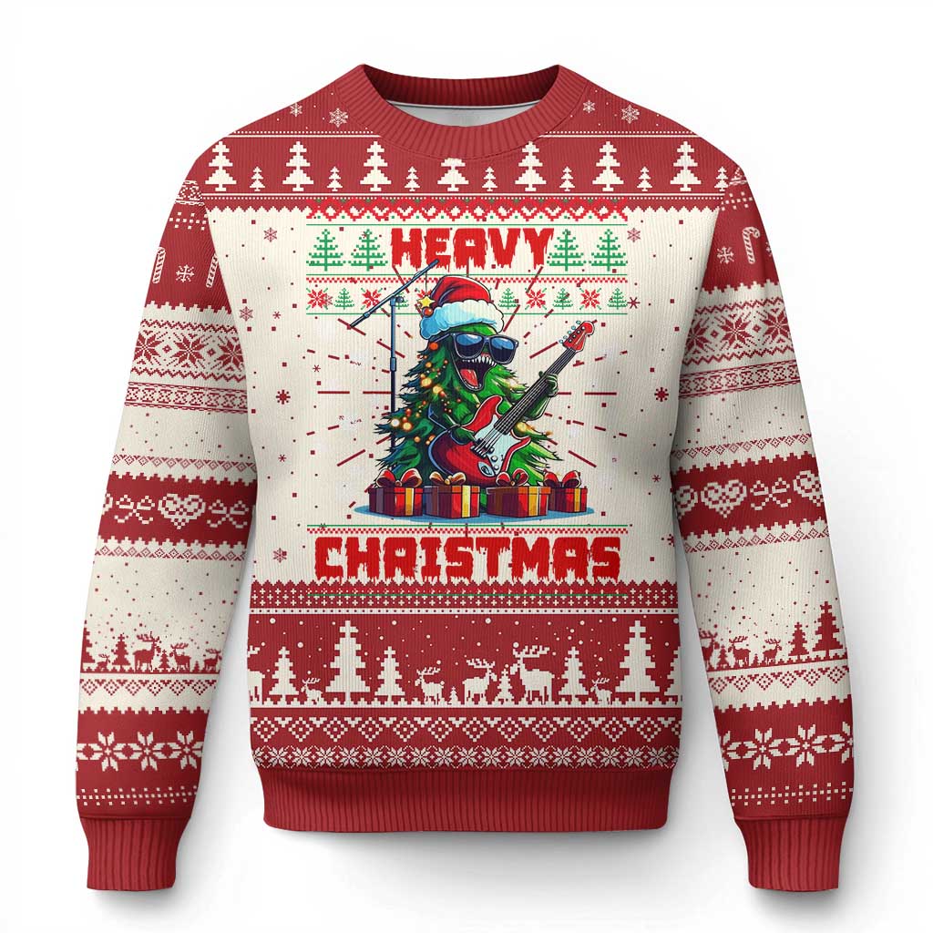 Funny Heavy Xmas Rock Band Guitarist Ugly Christmas Sweater - Wonder Print Shop