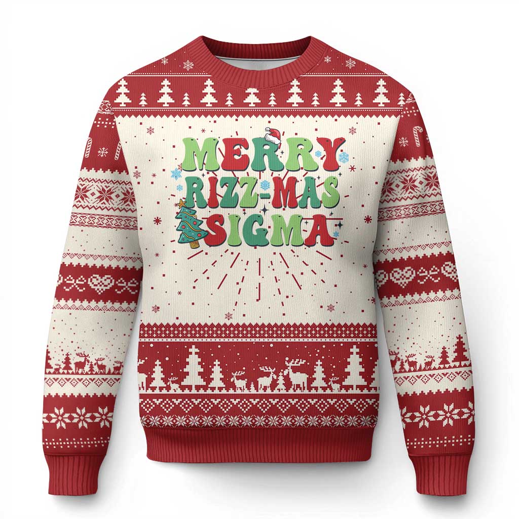 Merry Rizz Mas Sigmas Ugly Christmas Sweater - Wonder Print Shop
