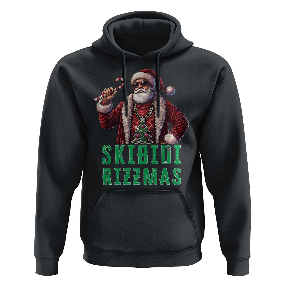 Funny Xmas Hoodie Skibidi Rizzmas Cool Santa Gangsta