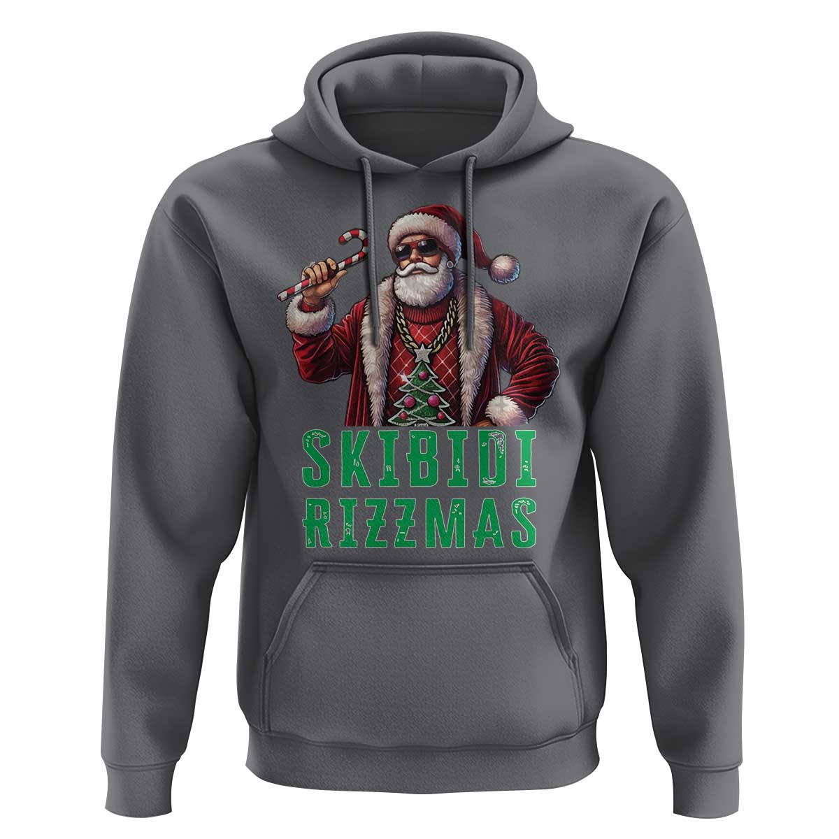Funny Xmas Hoodie Skibidi Rizzmas Cool Santa Gangsta