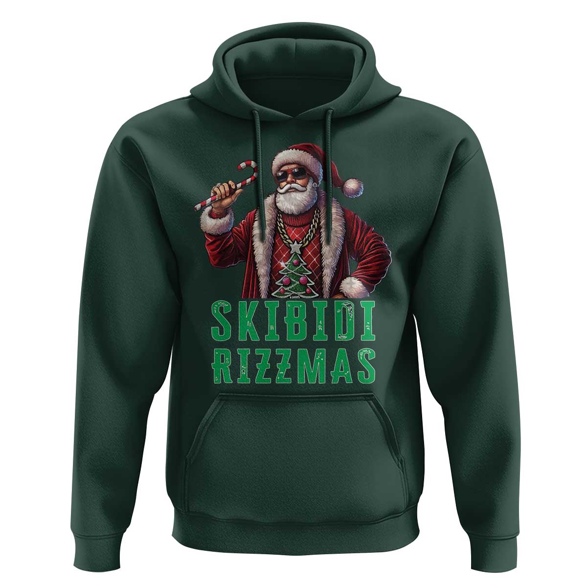 Funny Xmas Hoodie Skibidi Rizzmas Cool Santa Gangsta