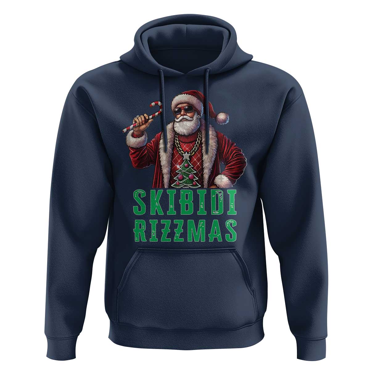 Funny Xmas Hoodie Skibidi Rizzmas Cool Santa Gangsta