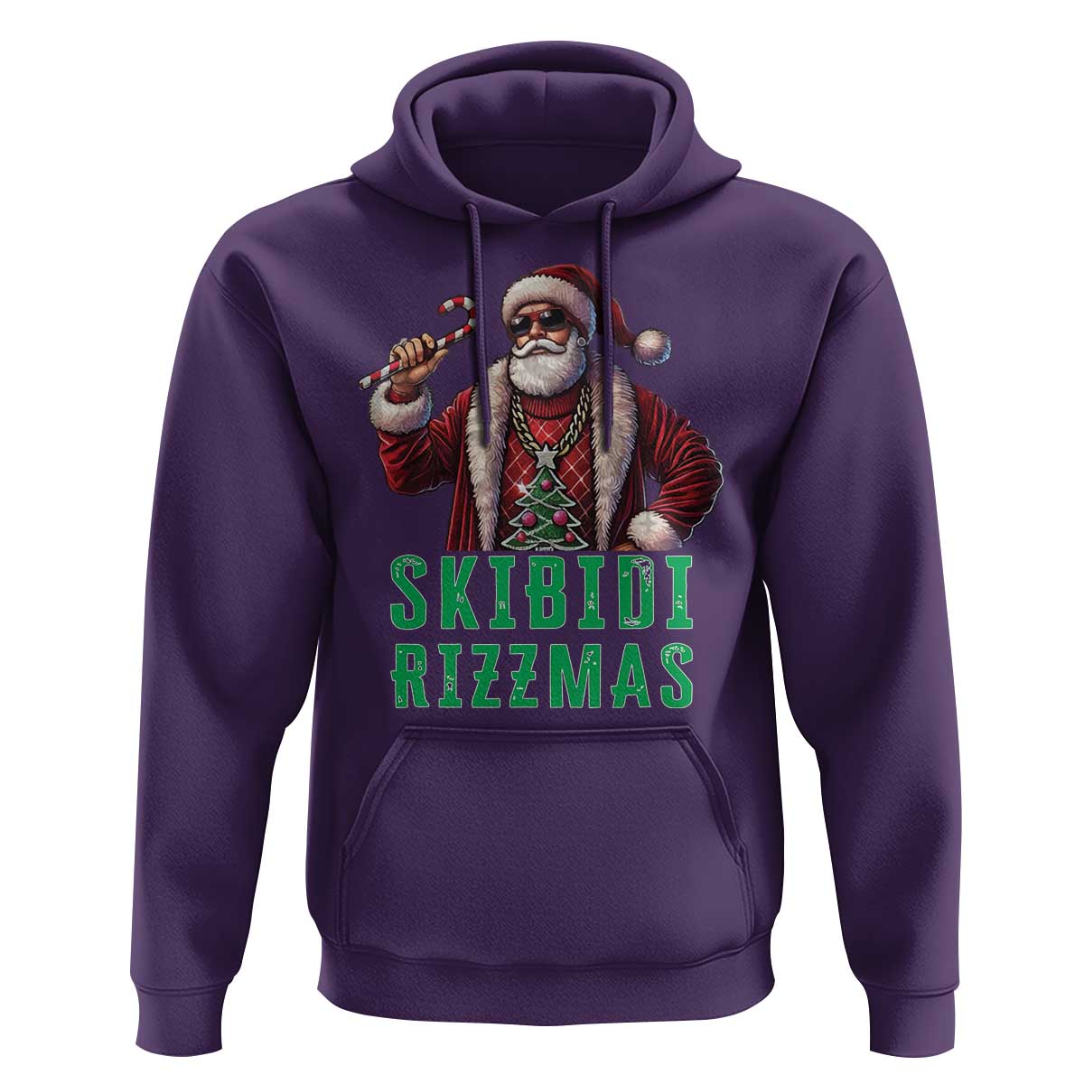 Funny Xmas Hoodie Skibidi Rizzmas Cool Santa Gangsta