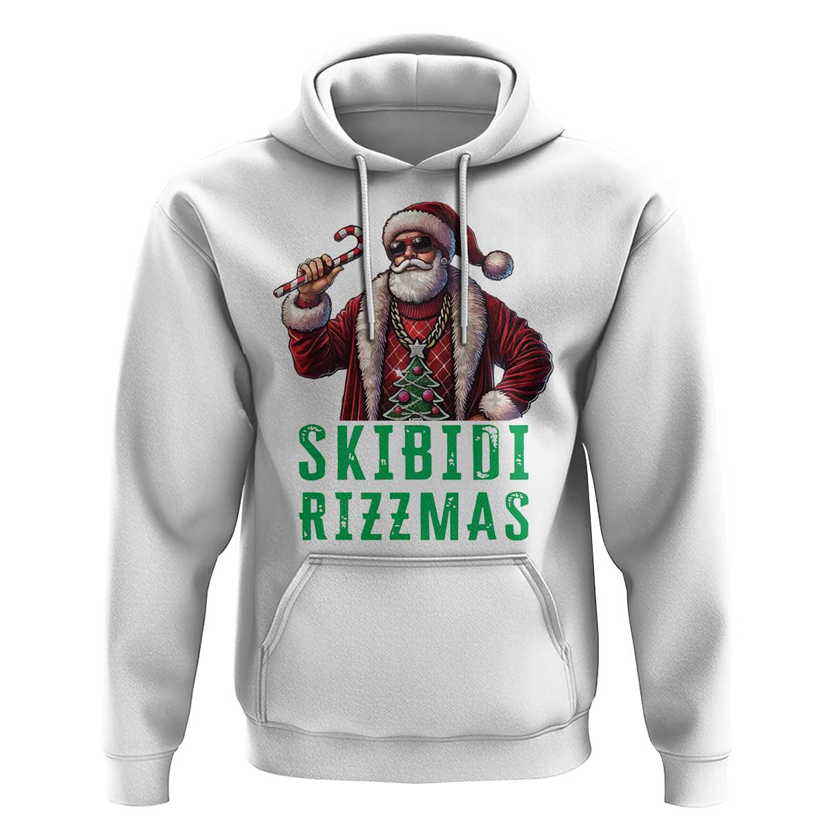 Funny Xmas Hoodie Skibidi Rizzmas Cool Santa Gangsta