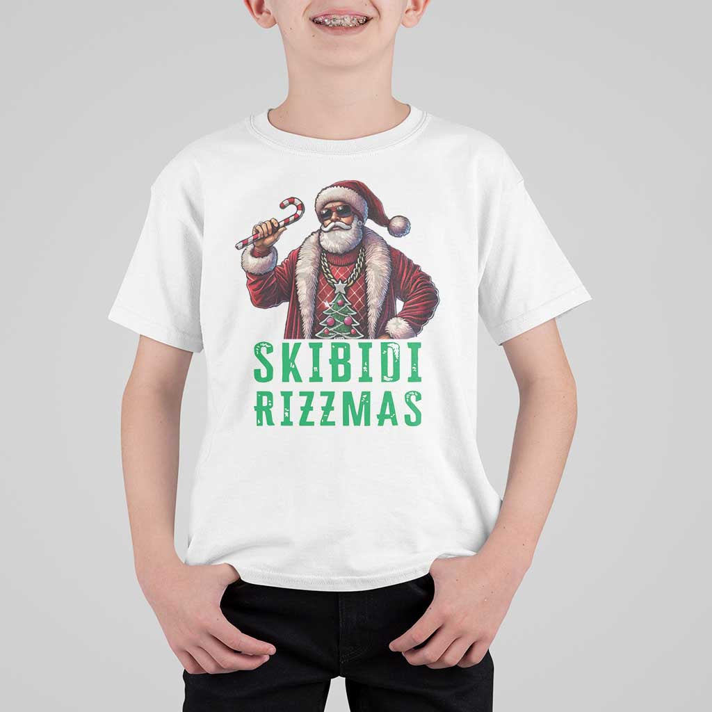 Funny Xmas T Shirt For Kid Skibidi Rizzmas Cool Santa Gangsta - Wonder Print Shop