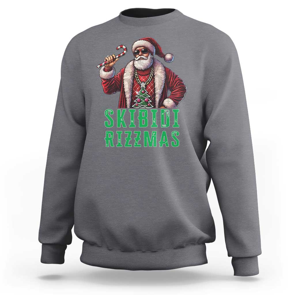Funny Xmas Sweatshirt Skibidi Rizzmas Cool Santa Gangsta - Wonder Print Shop