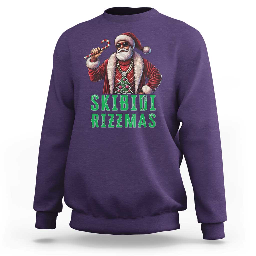 Funny Xmas Sweatshirt Skibidi Rizzmas Cool Santa Gangsta - Wonder Print Shop