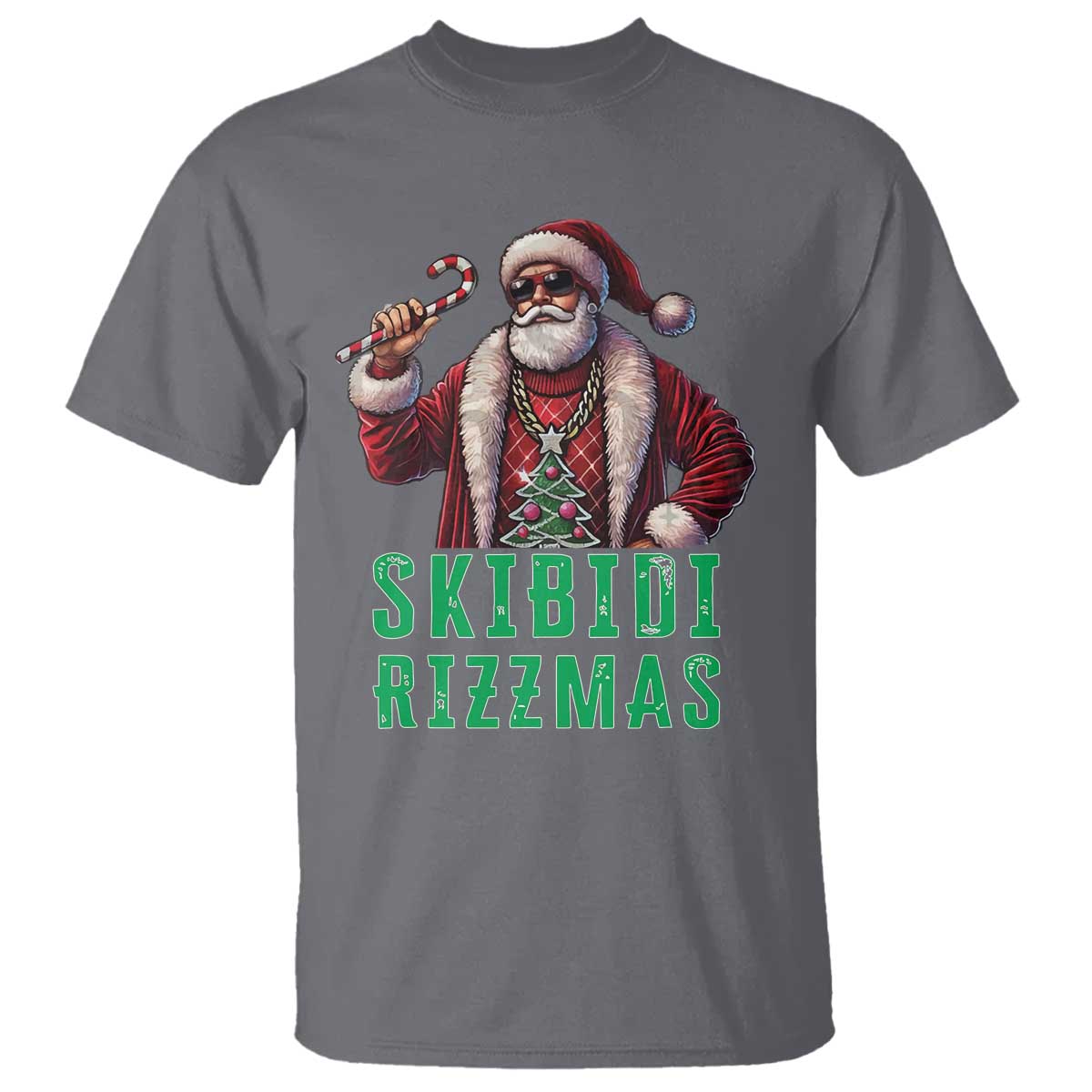 Funny Xmas T Shirt Skibidi Rizzmas Cool Santa Gangsta - Wonder Print Shop