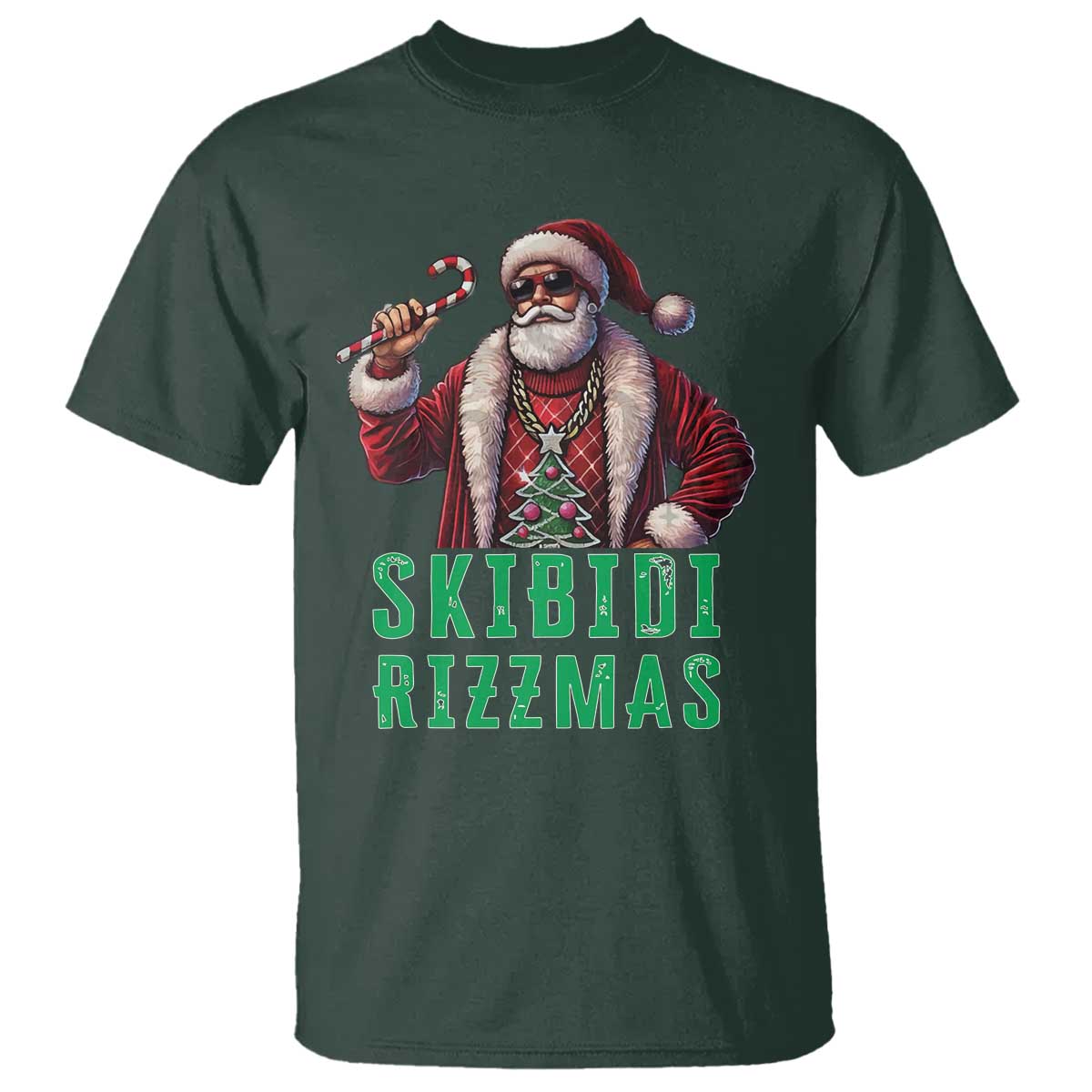Funny Xmas T Shirt Skibidi Rizzmas Cool Santa Gangsta - Wonder Print Shop