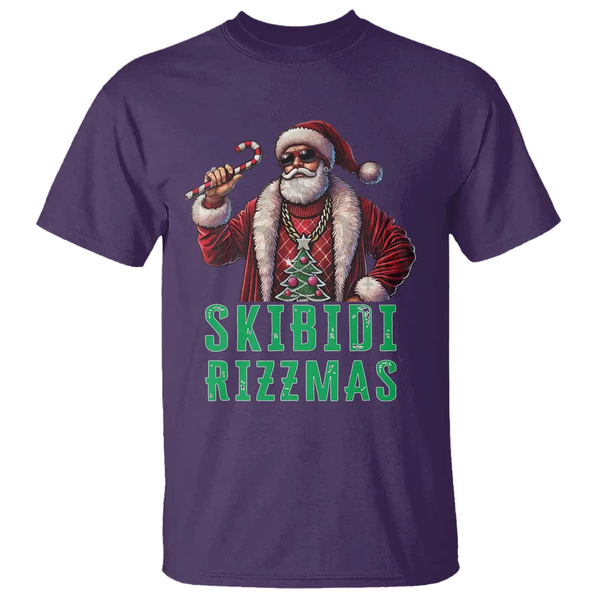 Funny Xmas T Shirt Skibidi Rizzmas Cool Santa Gangsta - Wonder Print Shop