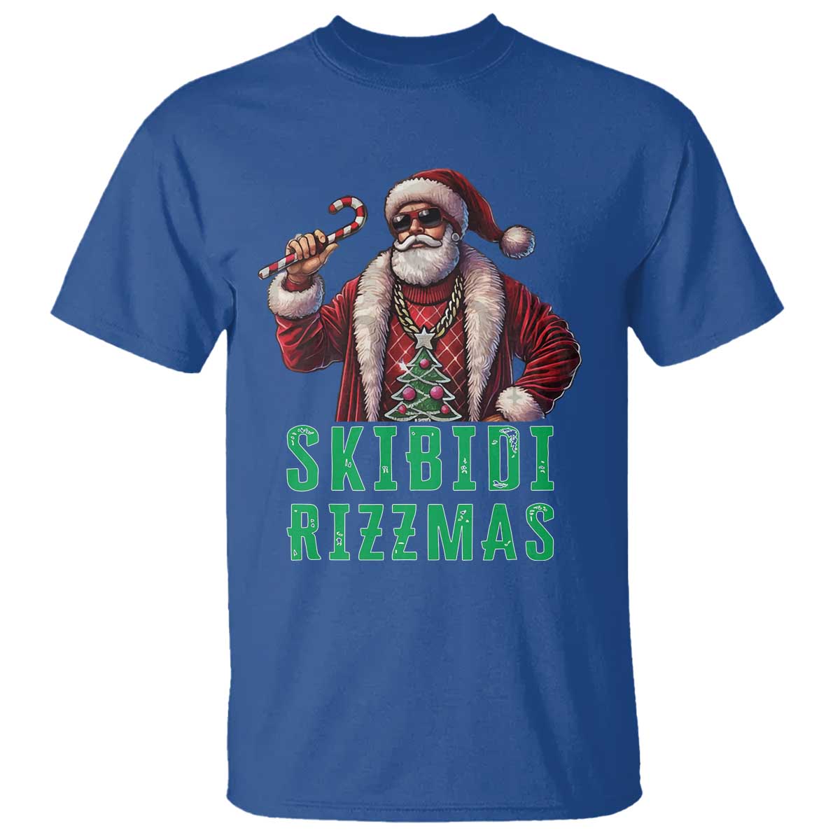 Funny Xmas T Shirt Skibidi Rizzmas Cool Santa Gangsta - Wonder Print Shop