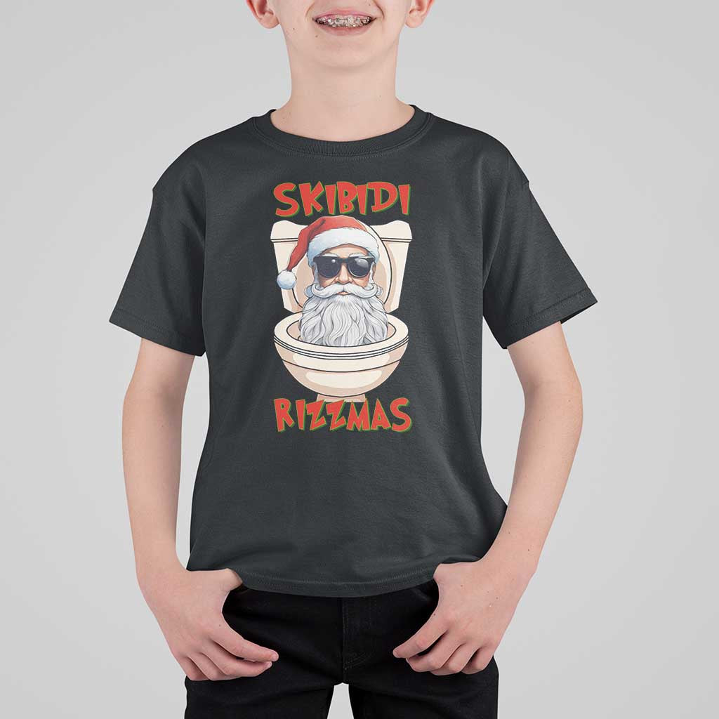 Funny Skibidi Rizzmas Santa Toilet Meme T Shirt For Kid - Wonder Print Shop