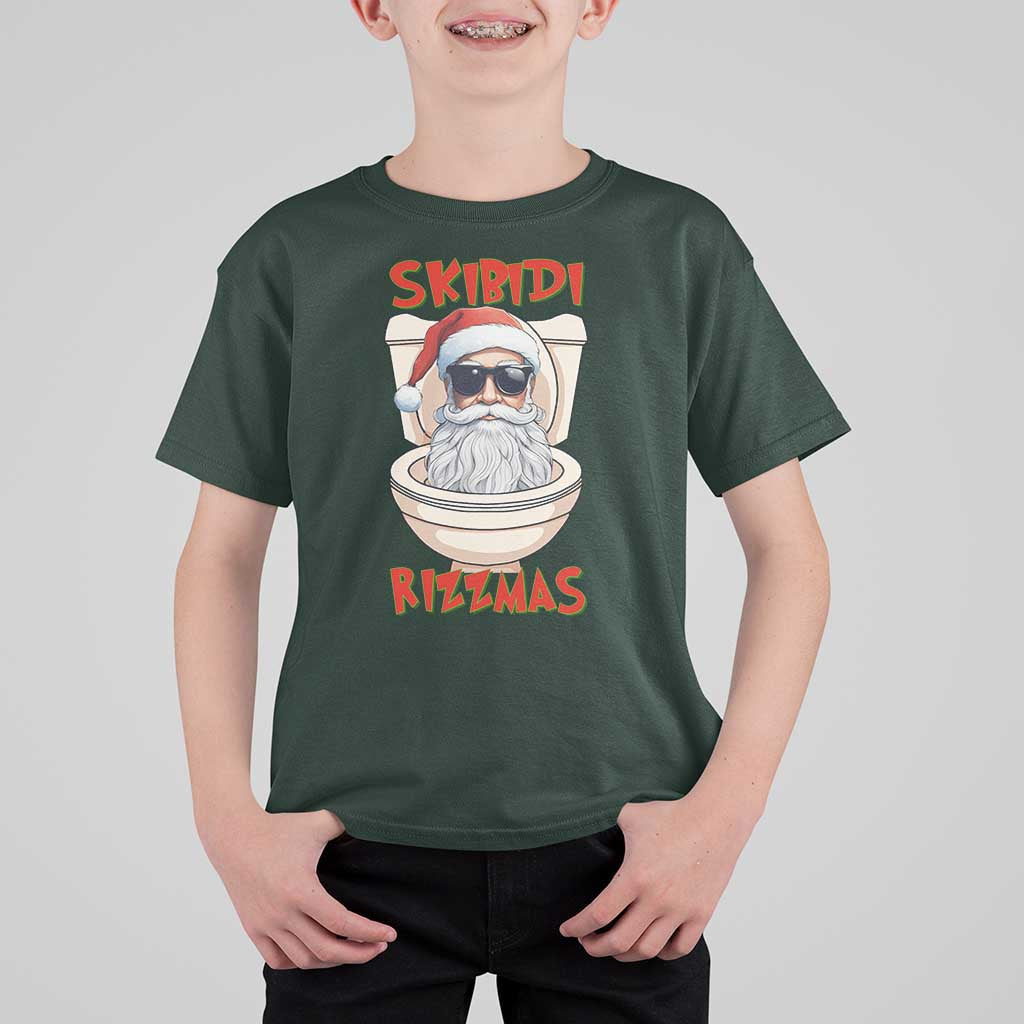 Funny Skibidi Rizzmas Santa Toilet Meme T Shirt For Kid - Wonder Print Shop