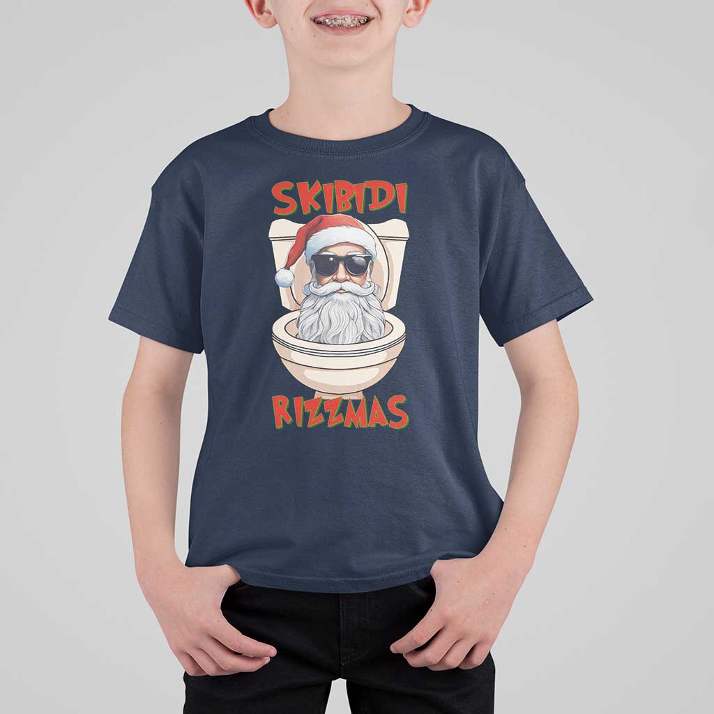 Funny Skibidi Rizzmas Santa Toilet Meme T Shirt For Kid - Wonder Print Shop