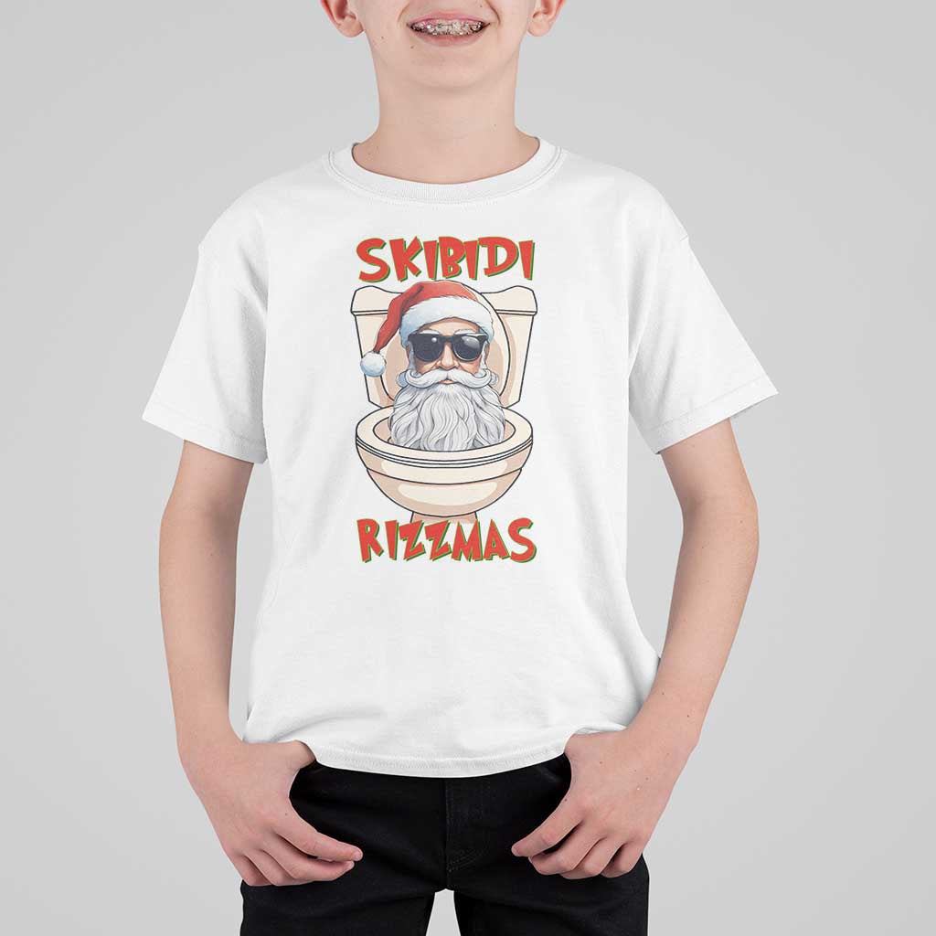 Funny Skibidi Rizzmas Santa Toilet Meme T Shirt For Kid - Wonder Print Shop