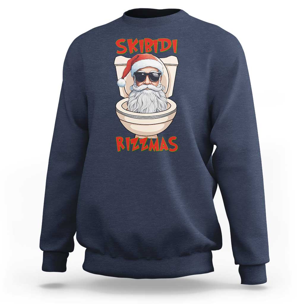 Funny Skibidi Rizzmas Santa Toilet Meme Sweatshirt - Wonder Print Shop