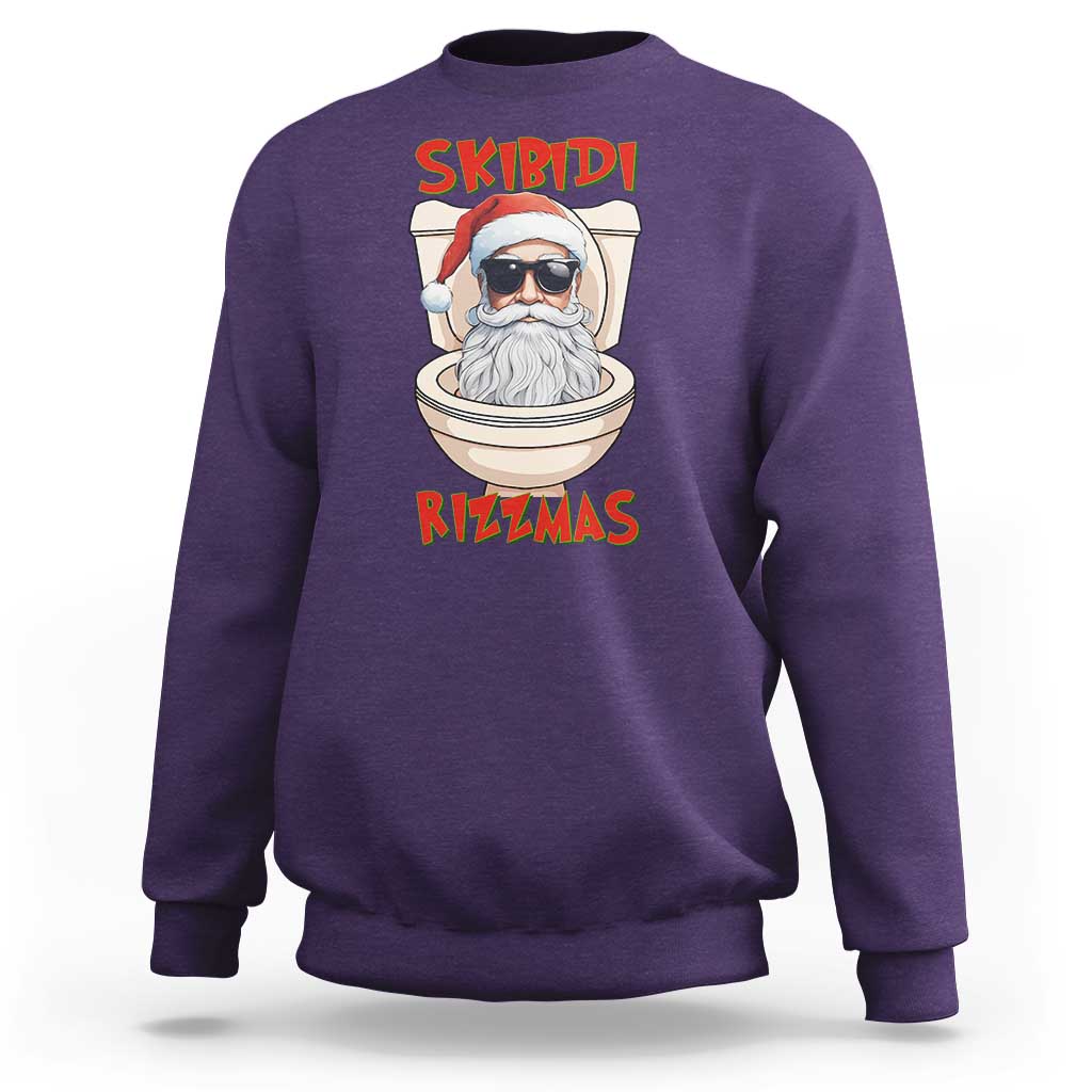 Funny Skibidi Rizzmas Santa Toilet Meme Sweatshirt - Wonder Print Shop