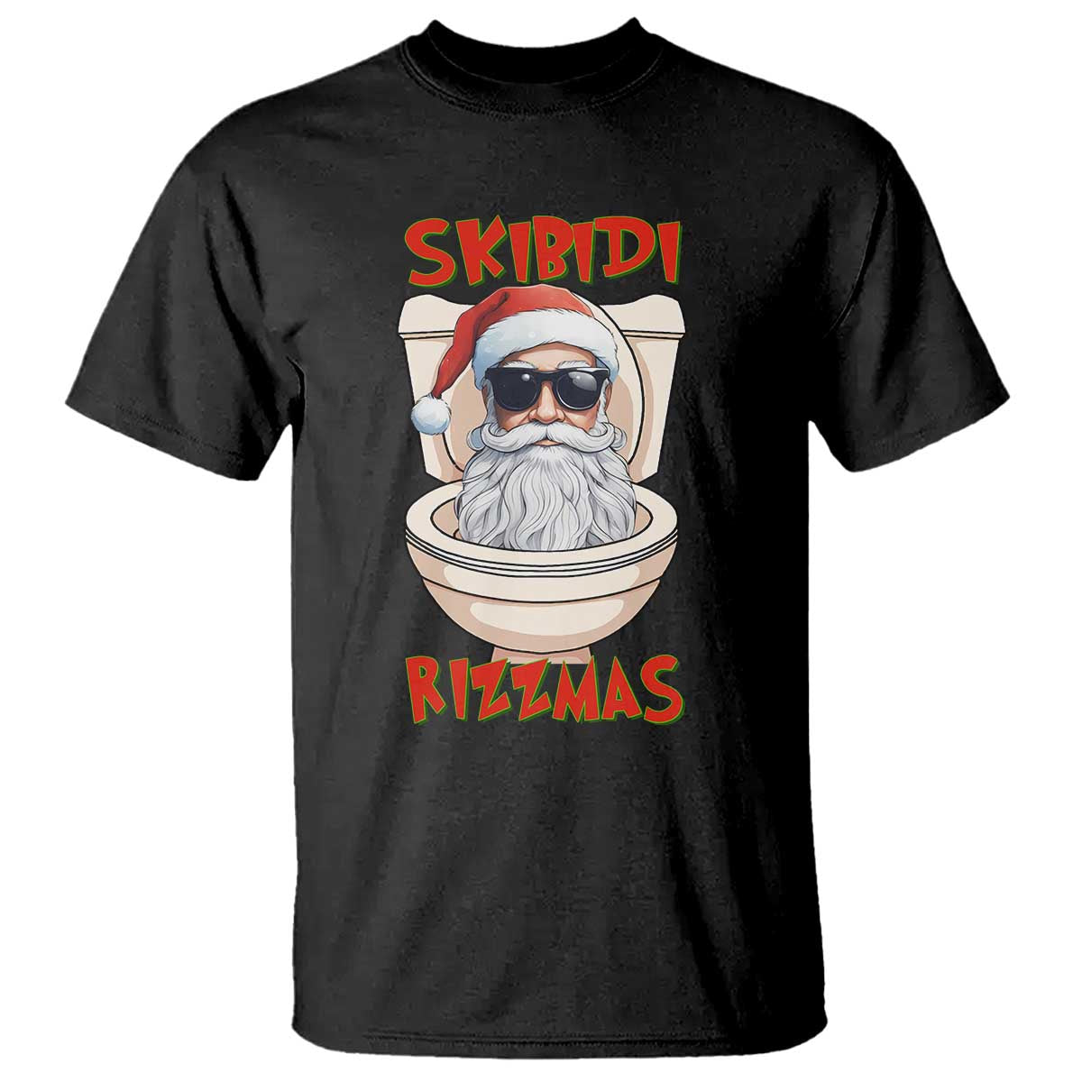Funny Skibidi Rizzmas Santa Toilet Meme T Shirt - Wonder Print Shop